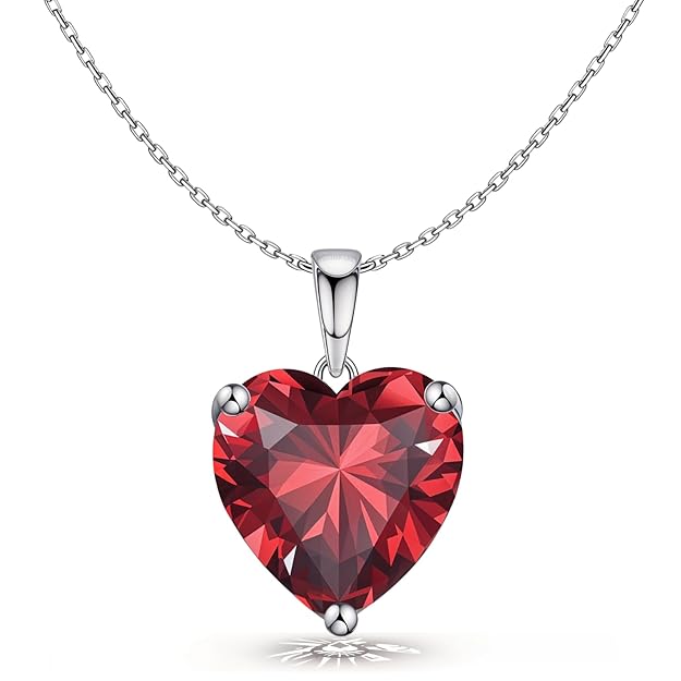 HighSpark 925 Silver Solitaire Heart Pendant with Chain For Women