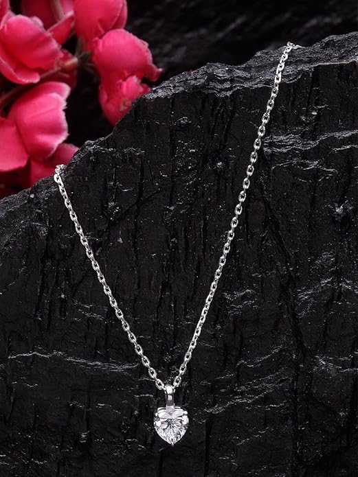 Heart Solitaire Pendant Chain Necklace | Rakhi Rakshabandhan Gift for Sister Bhabhi | Gift for Women & Girls